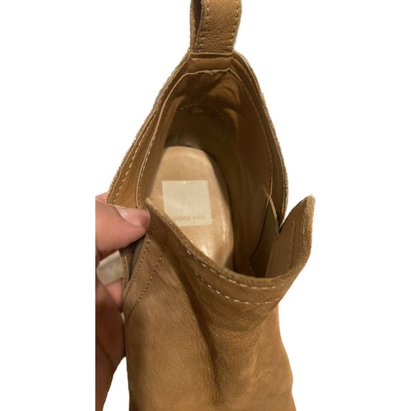 Dolce Vita Tessey Ankle Booties Brown Suede Women's Size 9 Shoes Slip-On Boots - Picture 3 of 7